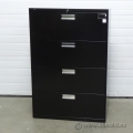 Hon Black 36" 4 Drawer Lateral File Cabinet, Locking with Key